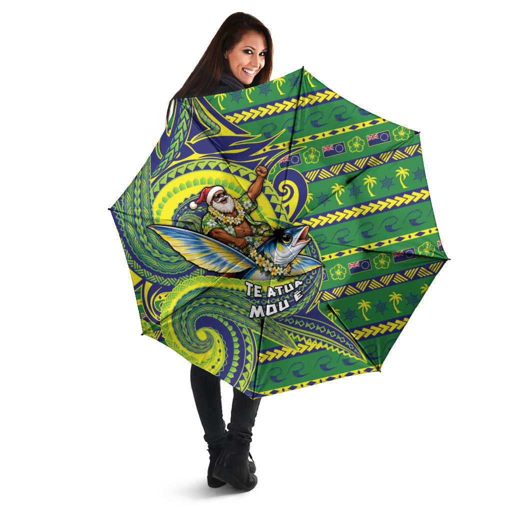 Cook Islands Christmas Umbrella Santa Riding Flying Fish DT05 - Polynesian Pride