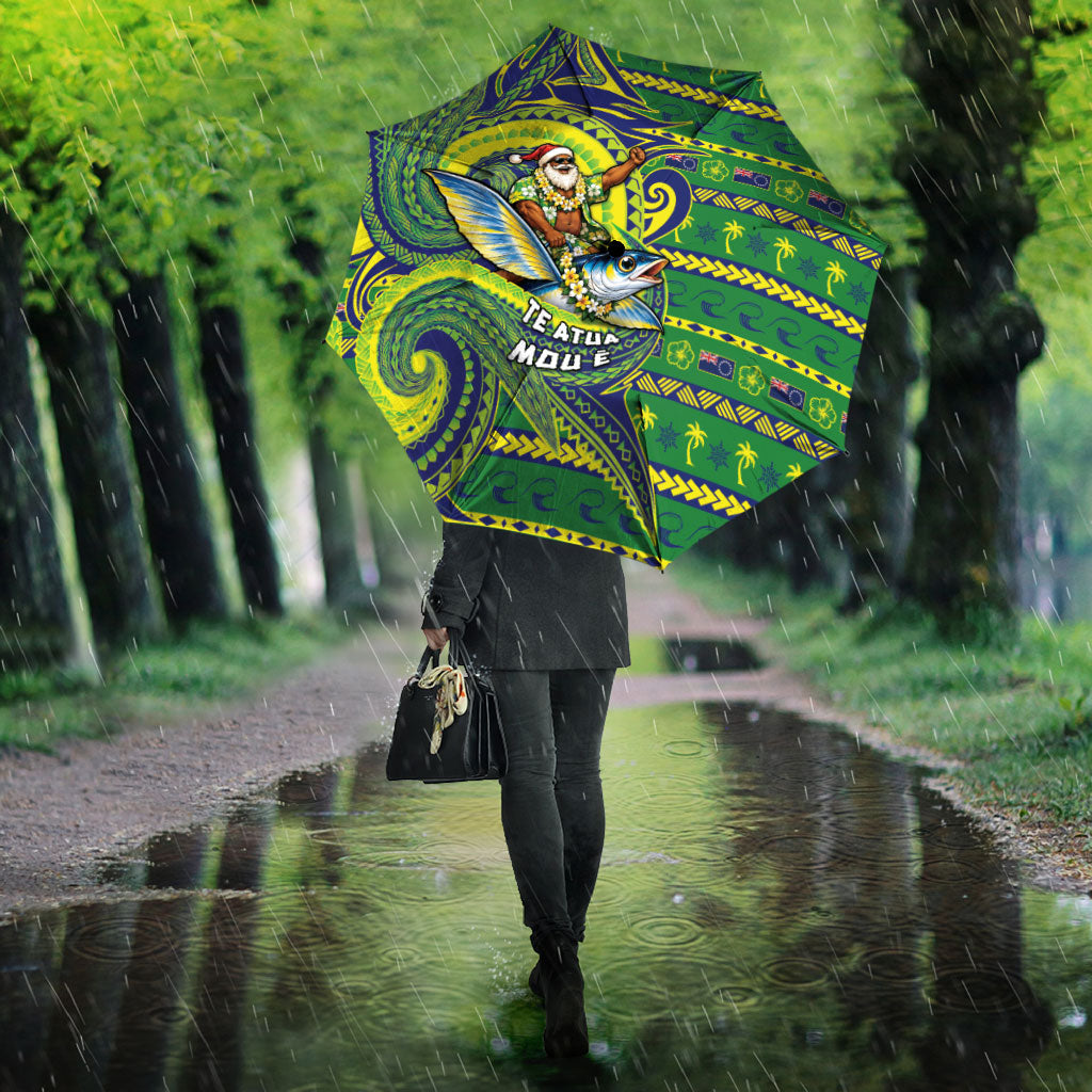 Cook Islands Christmas Umbrella Santa Riding Flying Fish DT05 - Polynesian Pride