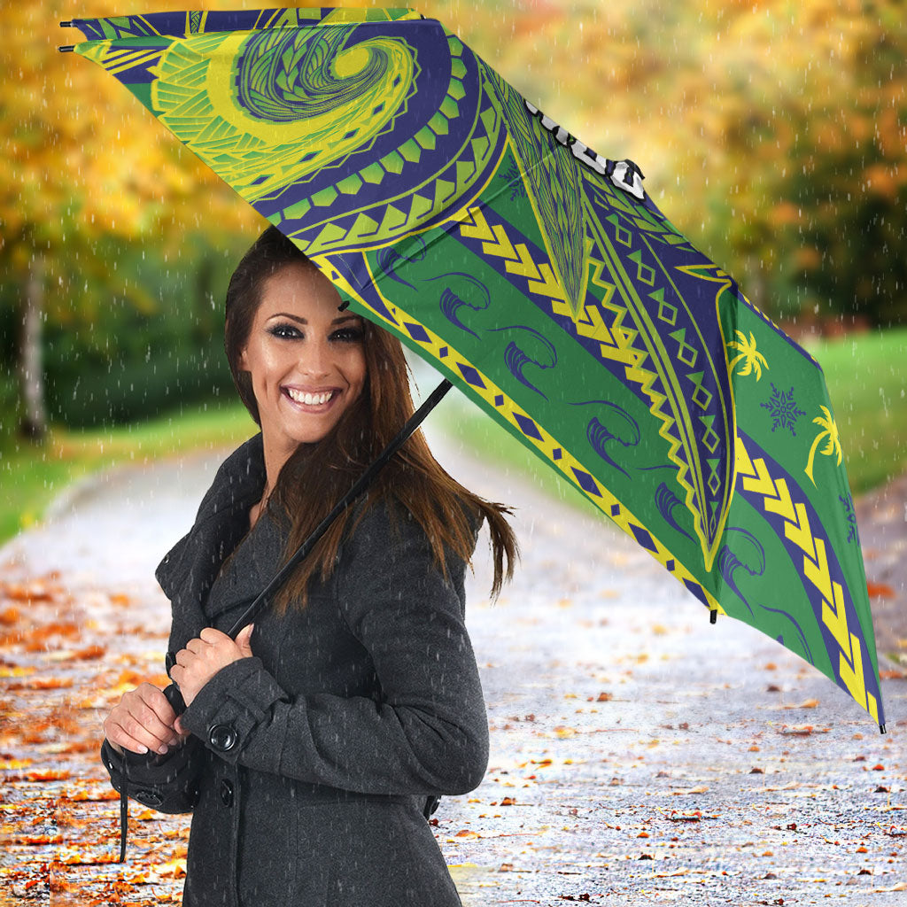 Cook Islands Christmas Umbrella Santa Riding Flying Fish DT05 - Polynesian Pride