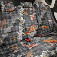 Black Palaka Hawaiian And Japanese Back Car Seat Cover Sakura Lei With Koi Fish - Polynesian Pride