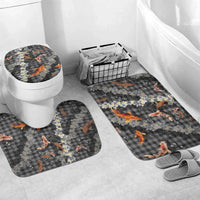 Black Palaka Hawaiian And Japanese Bathroom Set Sakura Lei With Koi Fish - Polynesian Pride