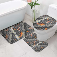 Black Palaka Hawaiian And Japanese Bathroom Set Sakura Lei With Koi Fish - Polynesian Pride