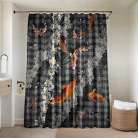 Black Palaka Hawaiian And Japanese Bathroom Set Sakura Lei With Koi Fish - Polynesian Pride