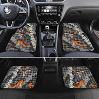 Black Palaka Hawaiian And Japanese Car Mats Sakura Lei With Koi Fish - Polynesian Pride