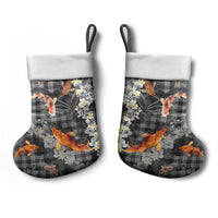 Black Palaka Hawaiian And Japanese Christmas Stocking Sakura Lei With Koi Fish - Polynesian Pride