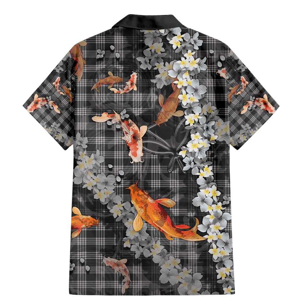 Black Palaka Hawaiian And Japanese Family Matching Mermaid Dress and Hawaiian Shirt Sakura Lei With Koi Fish - Polynesian Pride