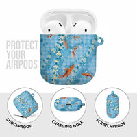 Blue Palaka Hawaiian And Japanese AirPods Case Sakura Lei With Koi Fish DT05 - Polynesian Pride