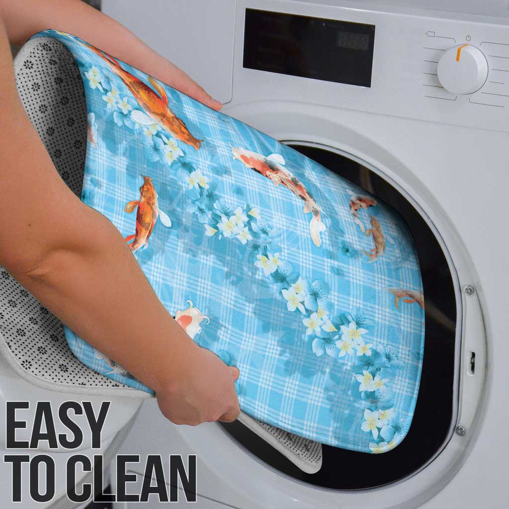 Blue Palaka Hawaiian And Japanese Bathroom Set Sakura Lei With Koi Fish - Polynesian Pride