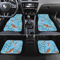 Blue Palaka Hawaiian And Japanese Car Mats Sakura Lei With Koi Fish - Polynesian Pride