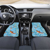Blue Palaka Hawaiian And Japanese Car Mats Sakura Lei With Koi Fish - Polynesian Pride
