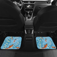 Blue Palaka Hawaiian And Japanese Car Mats Sakura Lei With Koi Fish - Polynesian Pride