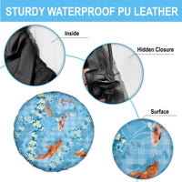 Blue Palaka Hawaiian And Japanese Spare Tire Cover Sakura Lei With Koi Fish - Polynesian Pride