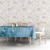 Blue Palaka Hawaiian And Japanese Tablecloth Sakura Lei With Koi Fish - Polynesian Pride