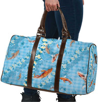 Blue Palaka Hawaiian And Japanese Travel Bag Sakura Lei With Koi Fish DT05 - Polynesian Pride
