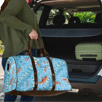 Blue Palaka Hawaiian And Japanese Travel Bag Sakura Lei With Koi Fish DT05 - Polynesian Pride