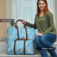 Blue Palaka Hawaiian And Japanese Travel Bag Sakura Lei With Koi Fish DT05 - Polynesian Pride