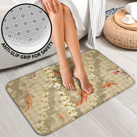 Beige Palaka Hawaiian And Japanese Bathroom Set Sakura Lei With Koi Fish - Polynesian Pride