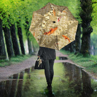 Beige Palaka Hawaiian And Japanese Umbrella Sakura Lei With Koi Fish - Polynesian Pride