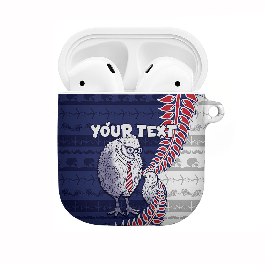 Personalised New Zealand Father's Day AirPods Case Daddy Kiwi Bird Silver Ferns