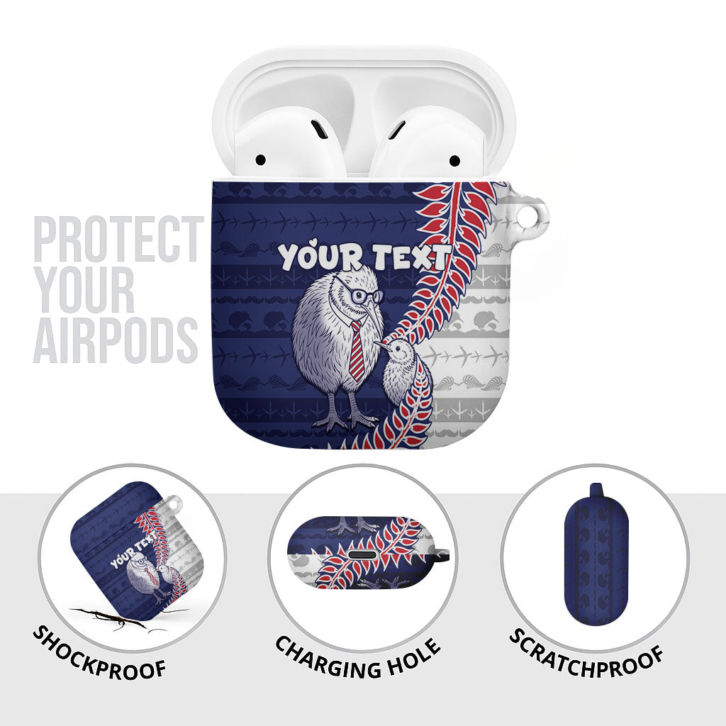 Personalised New Zealand Father's Day AirPods Case Daddy Kiwi Bird Silver Ferns