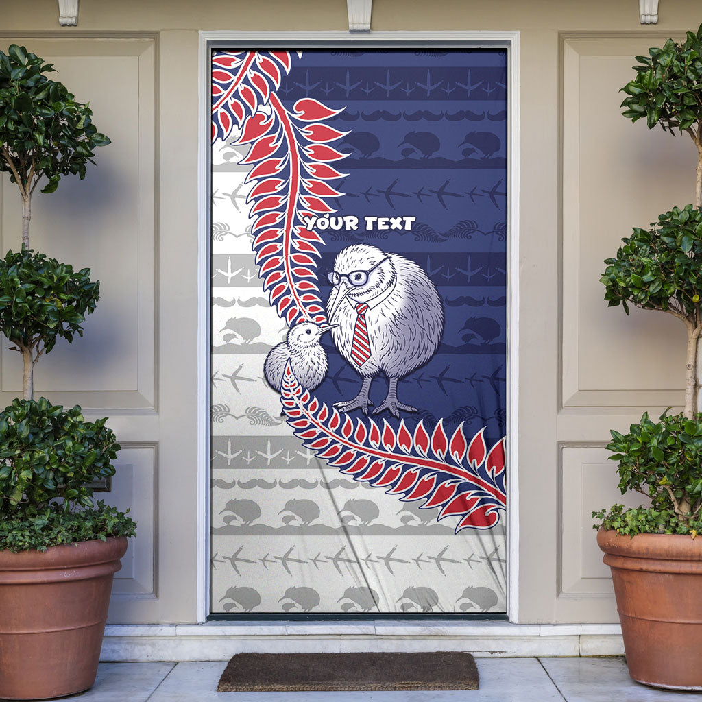 Personalised New Zealand Father's Day Door Cover Daddy Kiwi Bird Silver Ferns