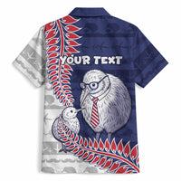 Personalised New Zealand Father's Day Hawaiian Shirt Daddy Kiwi Bird Silver Ferns
