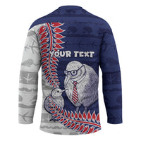 Personalised New Zealand Father's Day Hockey Jersey Daddy Kiwi Bird Silver Ferns