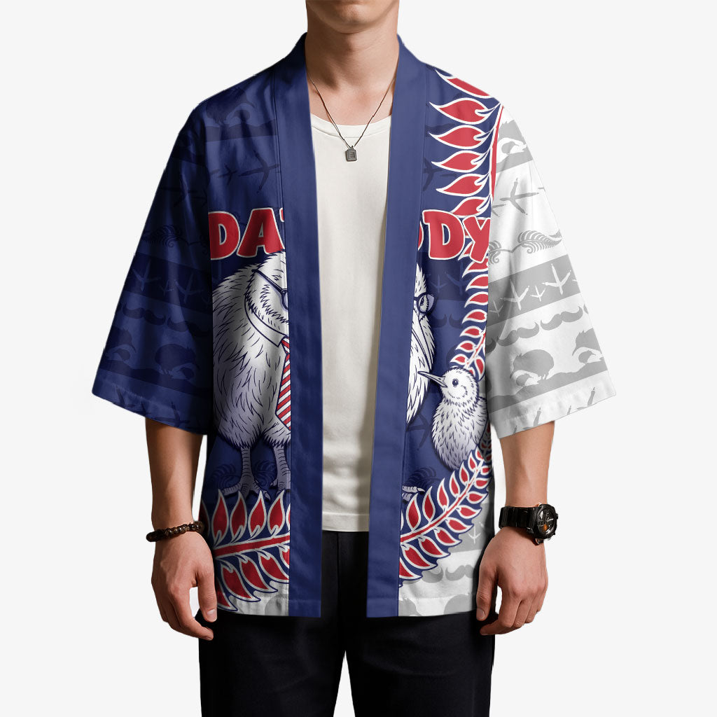 Personalised New Zealand Father's Day Kimono Daddy Kiwi Bird Silver Ferns