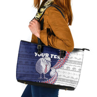 Personalised New Zealand Father's Day Leather Tote Bag Daddy Kiwi Bird Silver Ferns