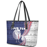 Personalised New Zealand Father's Day Leather Tote Bag Daddy Kiwi Bird Silver Ferns