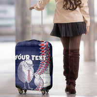 Personalised New Zealand Father's Day Luggage Cover Daddy Kiwi Bird Silver Ferns