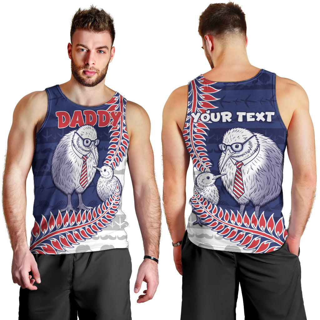 Personalised New Zealand Father's Day Men Tank Top Daddy Kiwi Bird Silver Ferns