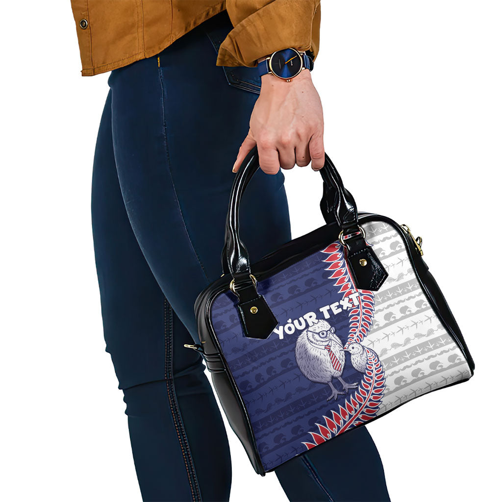 Personalised New Zealand Father's Day Shoulder Handbag Daddy Kiwi Bird Silver Ferns