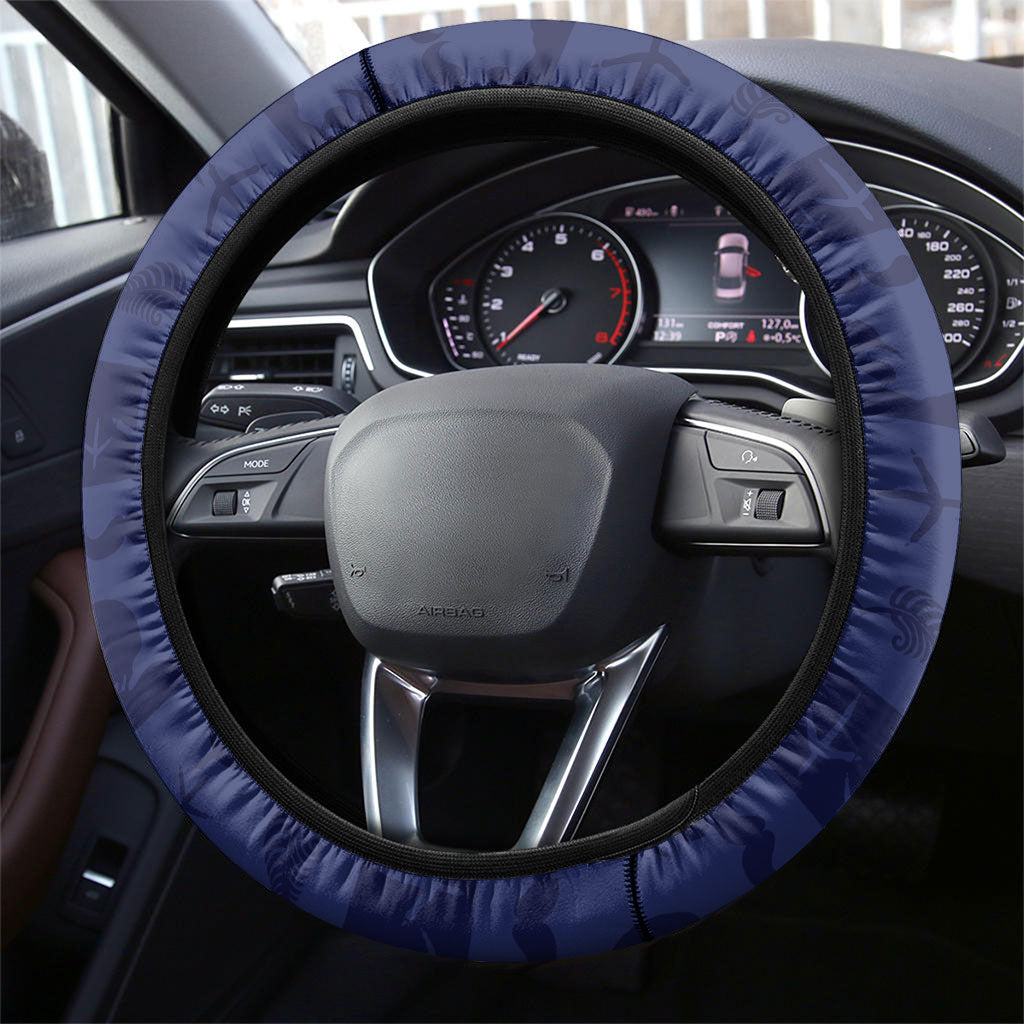 New Zealand Father's Day Steering Wheel Cover Daddy Kiwi Bird Silver Ferns