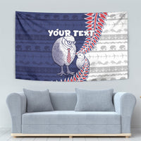 Personalised New Zealand Father's Day Tapestry Daddy Kiwi Bird Silver Ferns