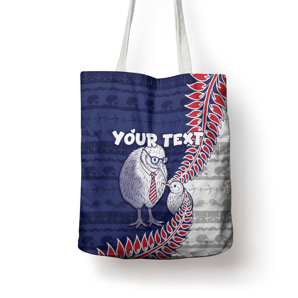 Personalised New Zealand Father's Day Tote Bag Daddy Kiwi Bird Silver Ferns