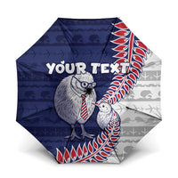 Personalised New Zealand Father's Day Umbrella Daddy Kiwi Bird Silver Ferns