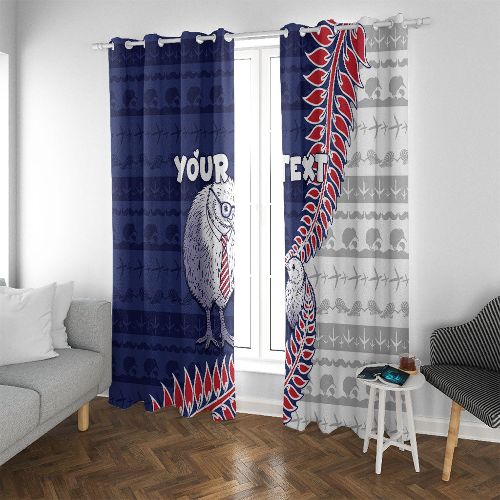 Personalised New Zealand Father's Day Window Curtain Daddy Kiwi Bird Silver Ferns