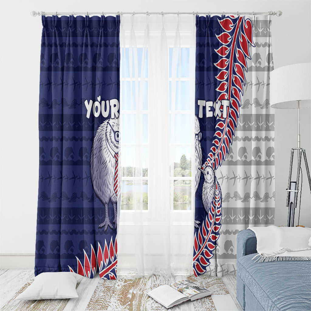 Personalised New Zealand Father's Day Window Curtain Daddy Kiwi Bird Silver Ferns