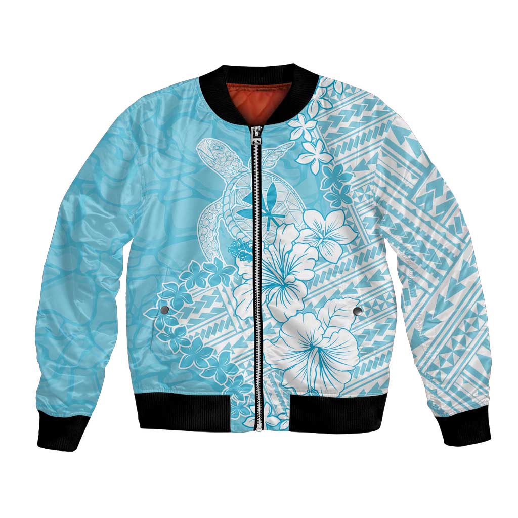 Hawaii Kanaka Maoli Bomber Jacket Polynesian Turtle Tattoo DT05 Unisex Blue - Polynesian Pride