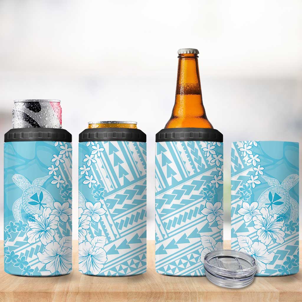 Hawaii Kanaka Maoli 4 in 1 Can Cooler Tumbler Polynesian Turtle Tattoo