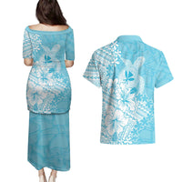 Hawaii Kanaka Maoli Couples Matching Puletasi and Hawaiian Shirt Polynesian Turtle Tattoo DT05 - Polynesian Pride
