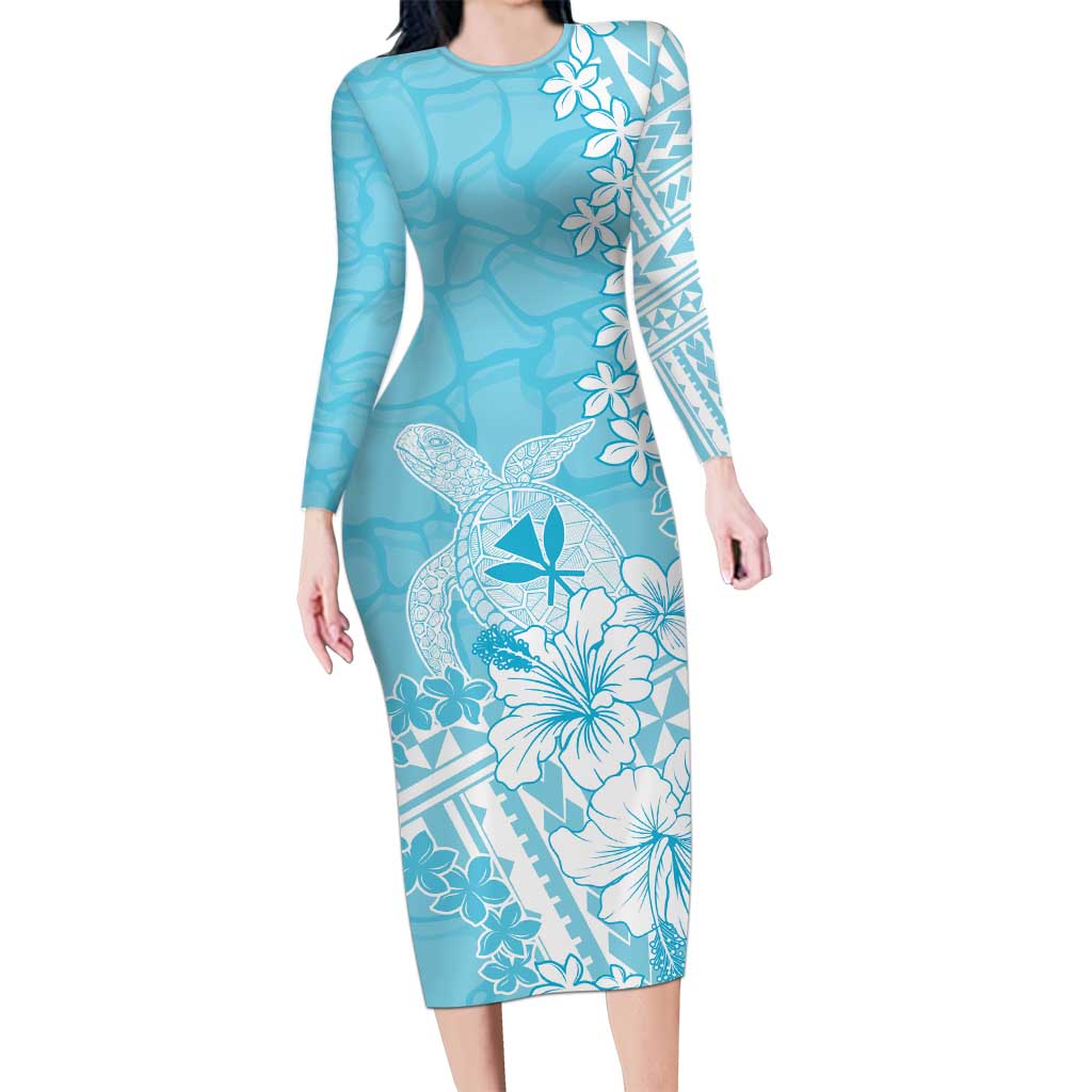 Hawaii Kanaka Maoli Family Matching Long Sleeve Bodycon Dress and Hawaiian Shirt Polynesian Turtle Tattoo