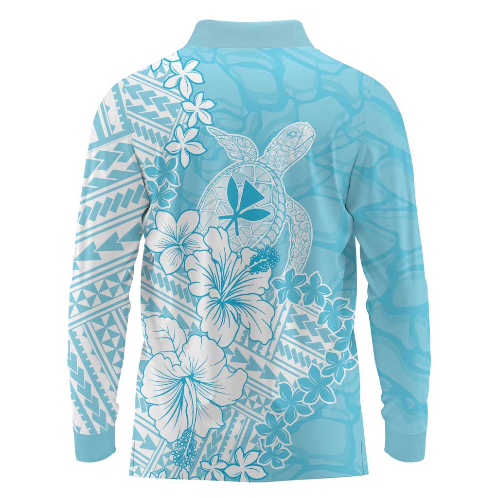 Hawaii Kanaka Maoli Long Sleeve Polo Shirt Polynesian Turtle Tattoo