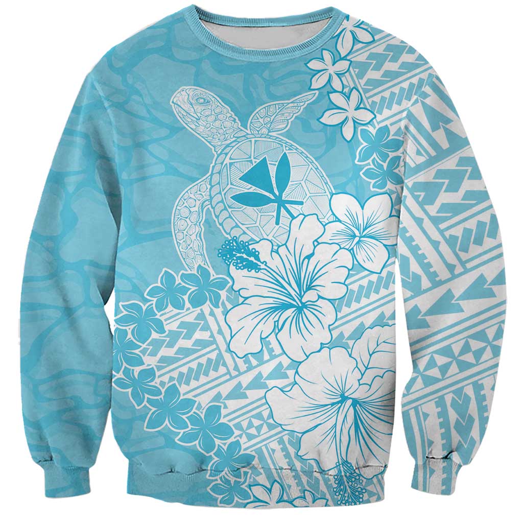 Hawaii Kanaka Maoli Sweatshirt Polynesian Turtle Tattoo DT05 Unisex Blue - Polynesian Pride