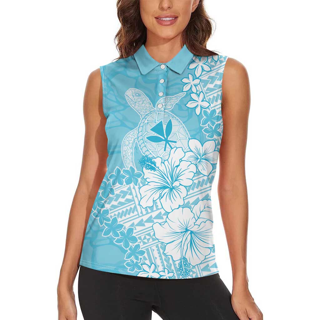 Hawaii Kanaka Maoli Women Sleeveless Polo Shirt Polynesian Turtle Tattoo DT05 - Polynesian Pride