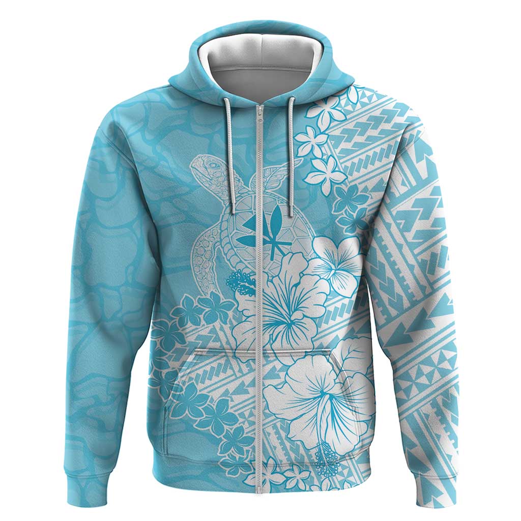 Hawaii Kanaka Maoli Zip Hoodie Polynesian Turtle Tattoo DT05 Zip Hoodie Blue - Polynesian Pride
