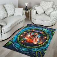 3D Illusion Nightmarchers Halloween Area Rug Hawaiian Warrior Spirit Lava Portal