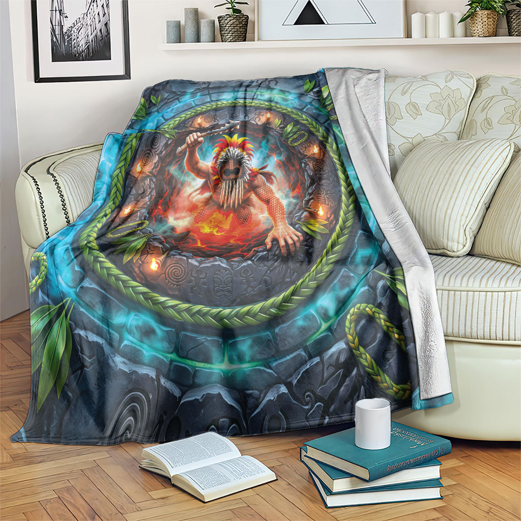 3D Illusion Nightmarchers Halloween Blanket Hawaiian Warrior Spirit Lava Portal