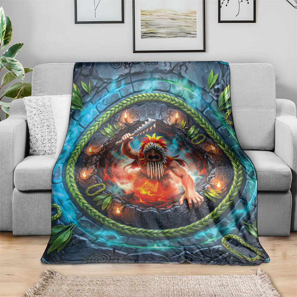 3D Illusion Nightmarchers Halloween Blanket Hawaiian Warrior Spirit Lava Portal
